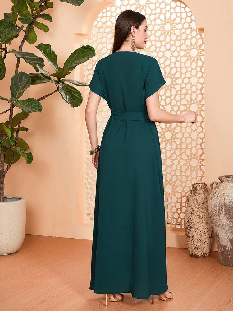 Ид Джеллаба Марокко Кафтан Роскошное мусульманское платье с вышивкой Женское