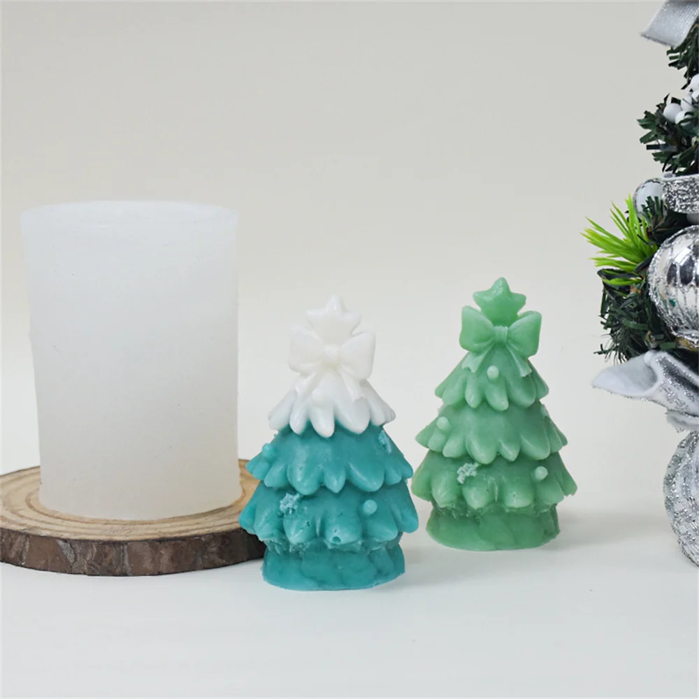 

Christmas Tree Bow Silicone Mold Handmade Scented Candle Making Soap Mould DIY Gypsum Resin Epoxy Ornament Xmas Home Decoration