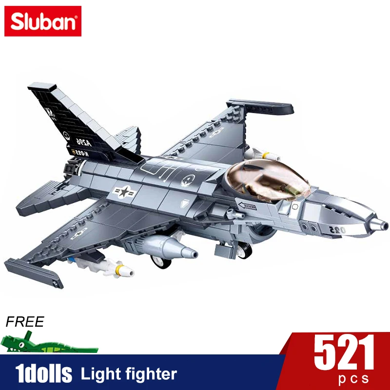 

Sluban WW2 Air Force Military F-16C Falcon Fighter Model Building Blocks Aircraft Weapon Aviation Bricks Educational Boys Toys