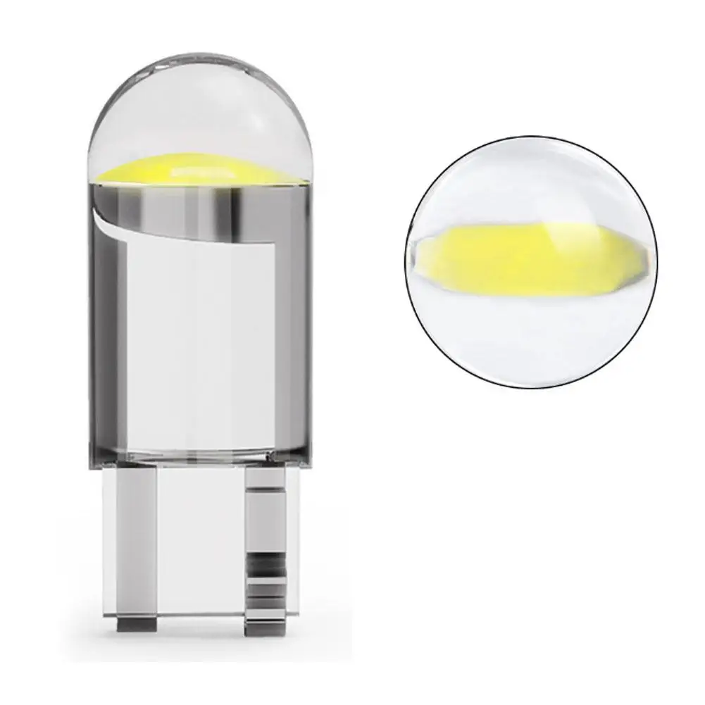

10pcs High Brightness Cob Glass Led Car Light Good Heat Dissipation Life T10 Width Light Auto Automobiles License Plate Lamp