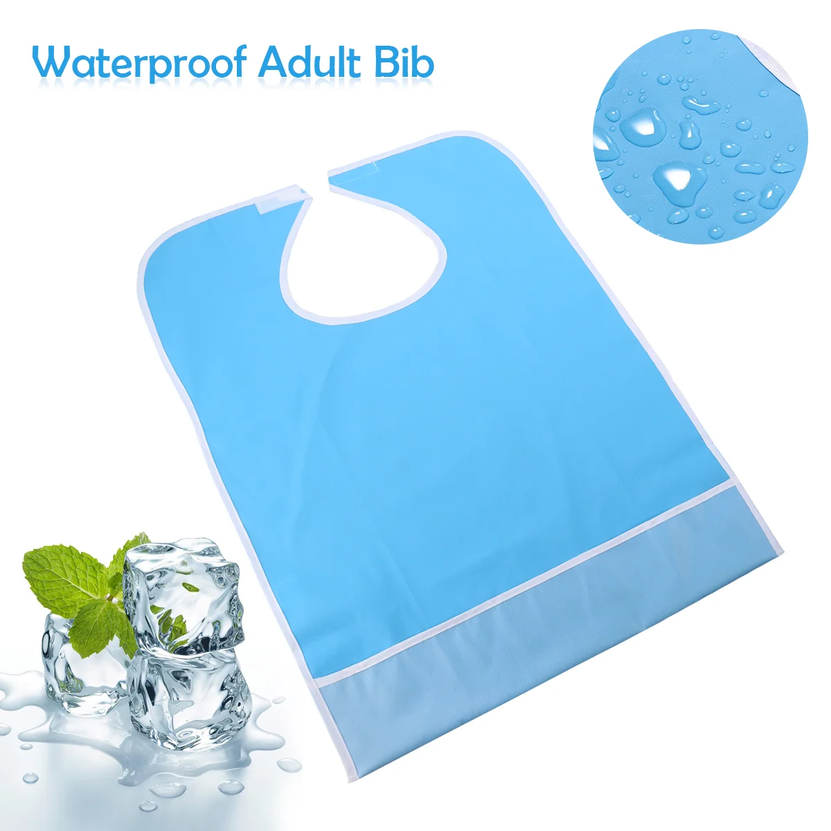 

Bib Adult Mealtime Protector Bibs Waterproof Apron Eating Clothing Adults Aid Set Cloth Blue Reusable Elderly Protectors Scarf