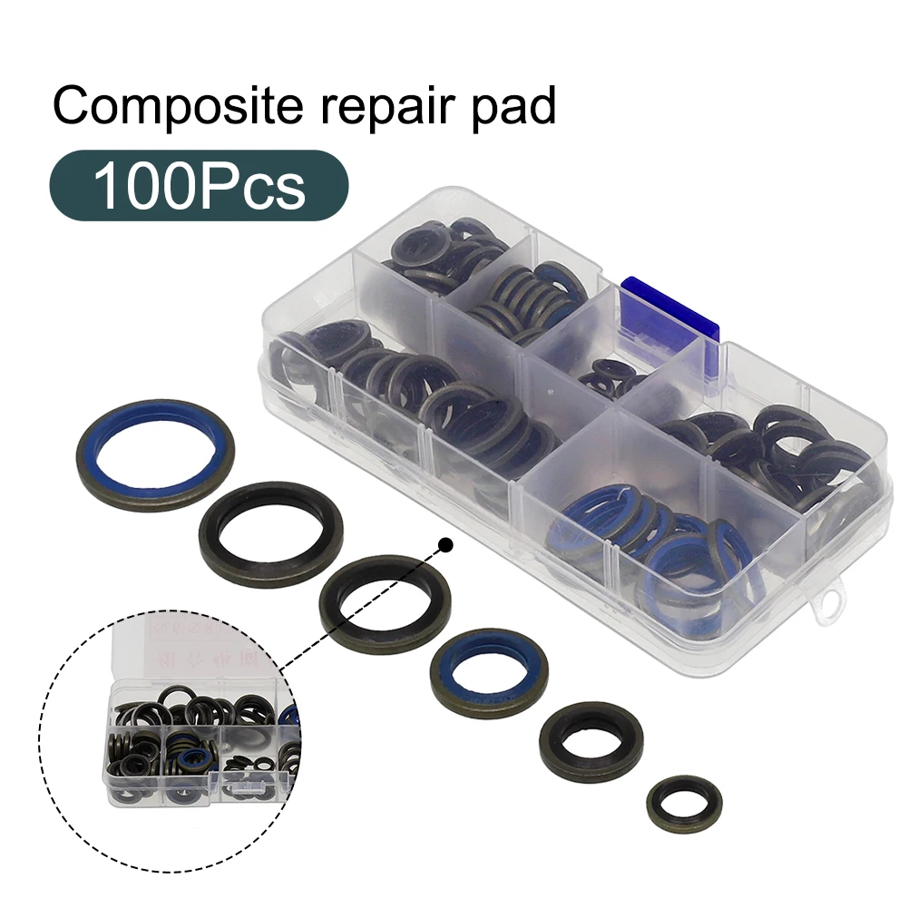 

100pcs Gasket Repair Box Assorted Sealing Gasket Set Silicone Rubber O-ring Repair Kit Sealing Elastic Band Combination M6-M16