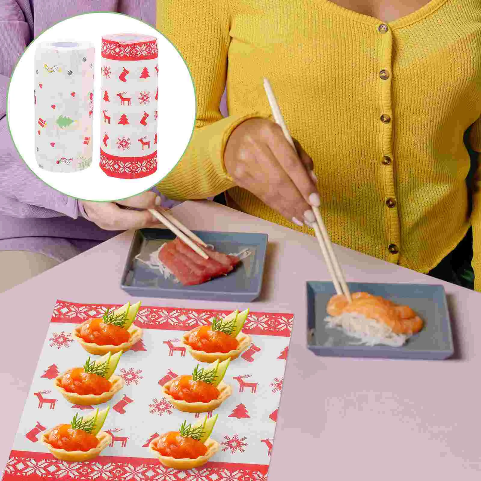 

Christmas Decorations Grease-Proof Paper Fried Food Paper Christmas Themed Snacks Dish Towel Food Paper Kitchen Supplies