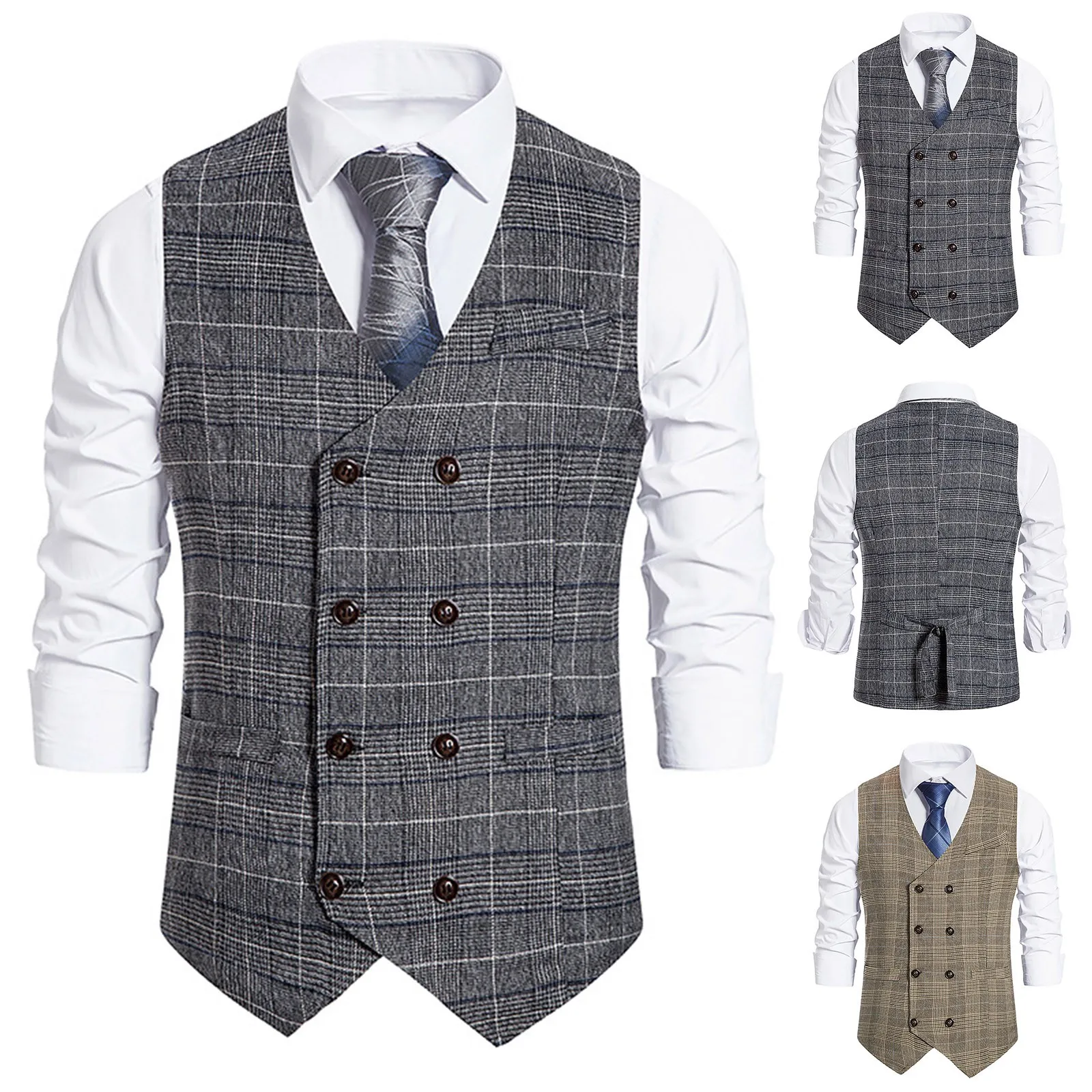 

Men Vest Double Breasted Suit Vests Men Mens Sleeveless Suit Vest Waistcoat Vintage Formal Blazers Waistcoat for Wedding chaleco