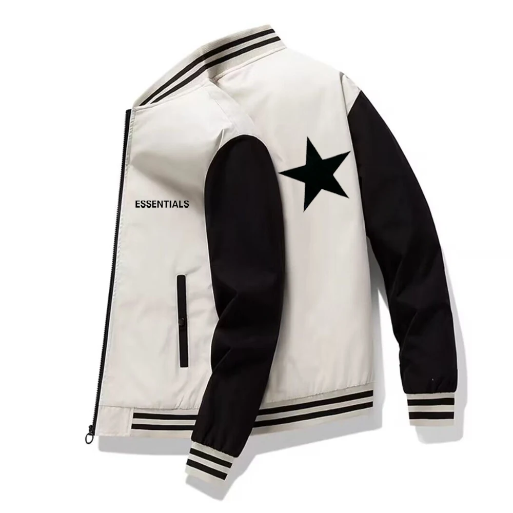 

Куртка мужская осенне-зимняя непродуваемая на молнии с принтом пятиконечной звезды