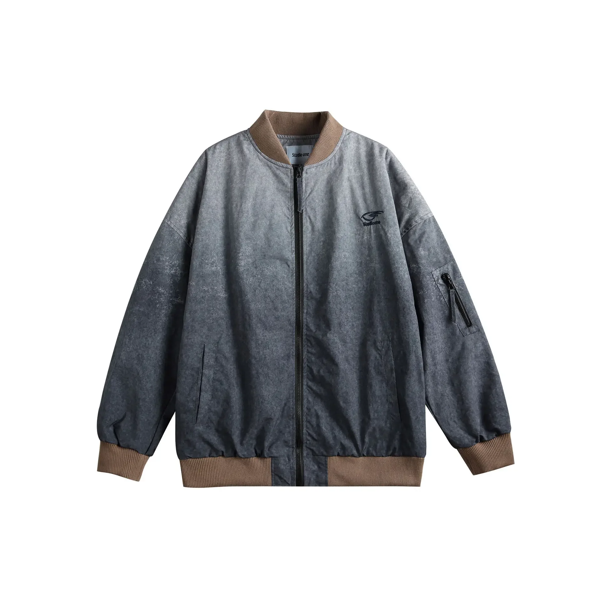 2024 новая модная винтажная бейсбольная куртка в градиентную полоску для мужчин