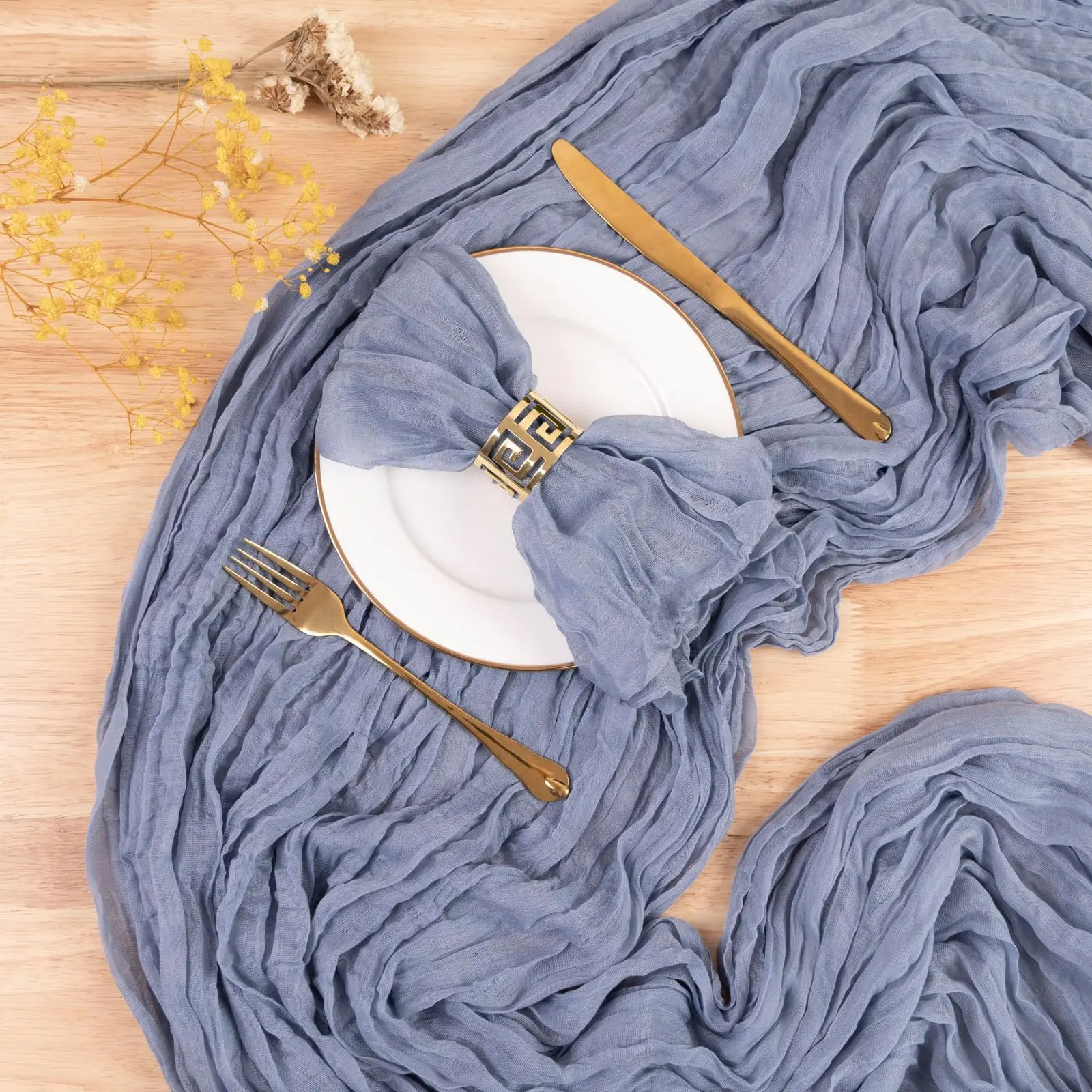 Набор из 3 полупрозрачных настольных сервировок с изображением пыли синего цвета