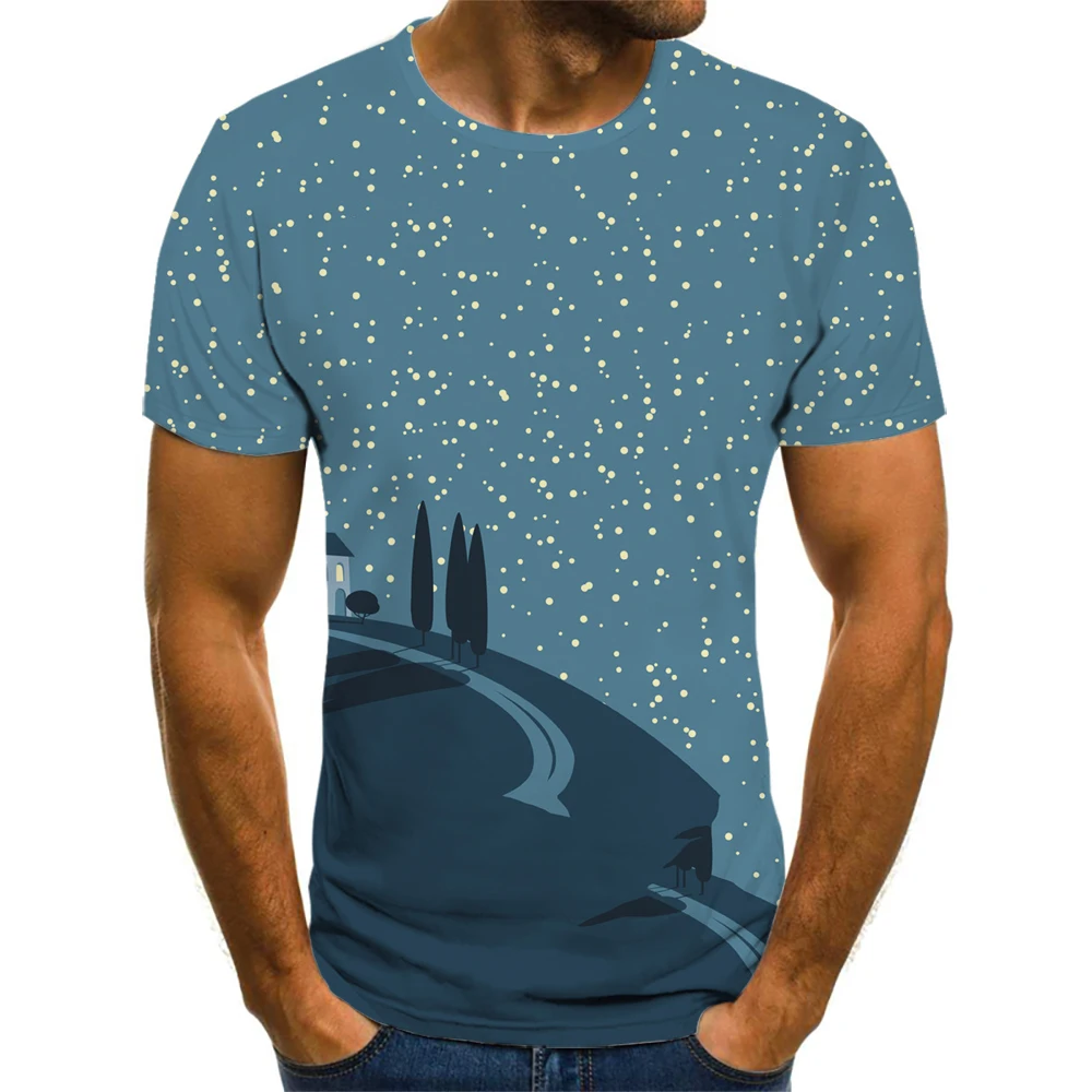 

Футболка мужская с изображением звездного неба и ночного рисунка, уличная одежда с геометрическим рисунком созвездий, лето