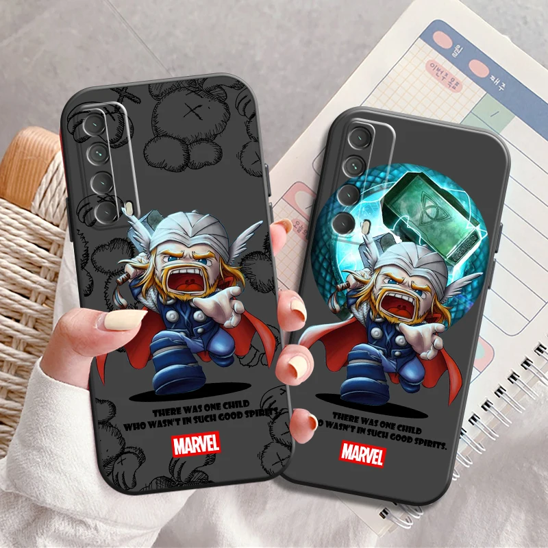 

Популярный чехол для телефона Marvel для Huawei Y7S, Y9A, Y6 2019, Y7P 2020, Y8S, Y7 2019, Y9 2019, жидкий силиконовый черный чехол, мягкий чехол