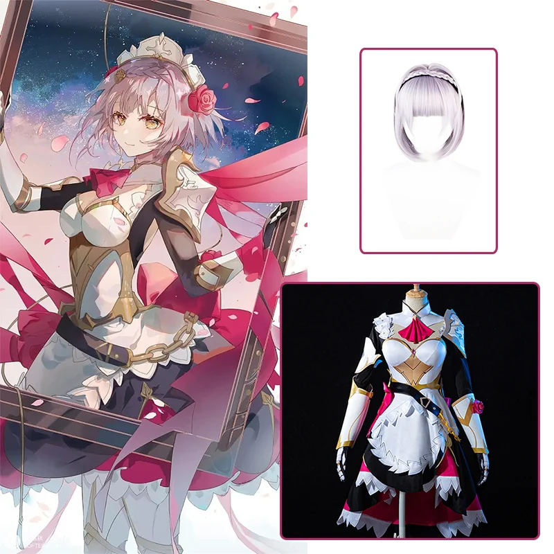 

Genshin Impact Косплей Noelle косплей костюм горничной полный комплект Ноель платье парик Хэллоуин Карнавальный костюм Подарки