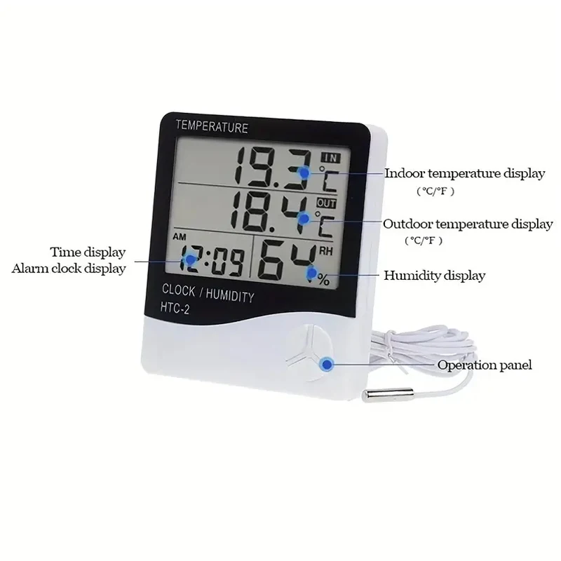 

1 Шт. HTC-2 Умный Цифровой Термометр Гигрометр Уличная Метеостанция С ЖК-дисплеем Электронный Прибор Для Измерения Влажности
