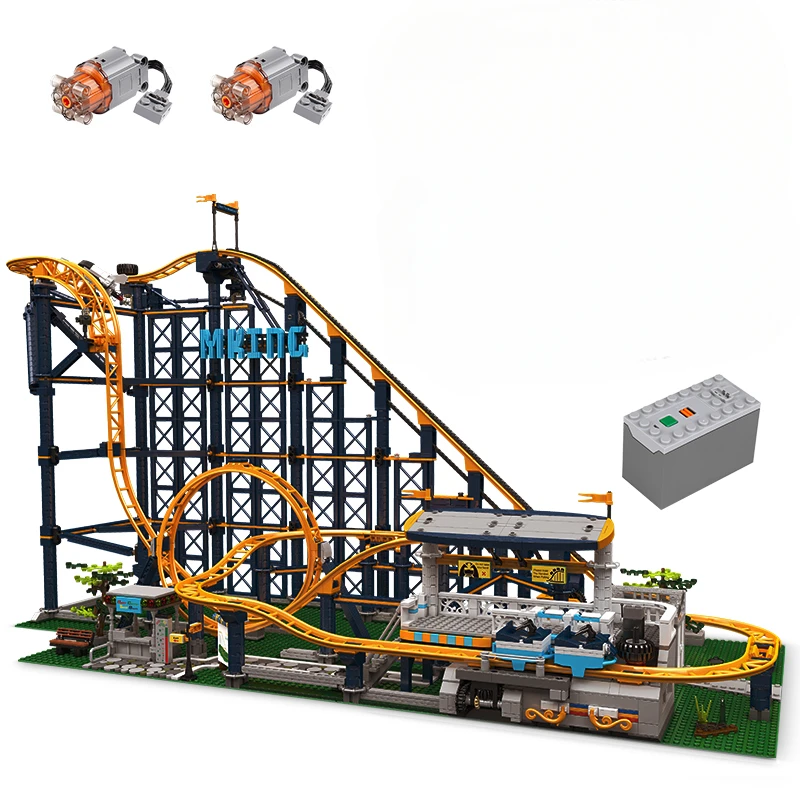 

MK 11012 Roller Coaster With Motor Amusement Park Building Block Bricks Toy For Birthday Christmas Kids Gift 10303