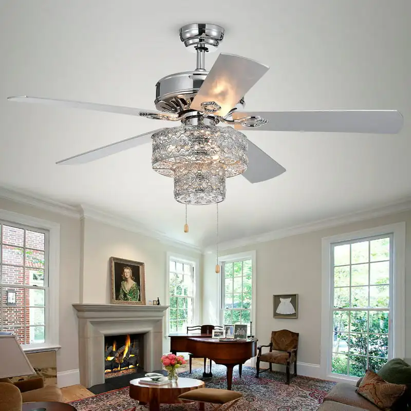 

Un 5- Silver Chandelier Ceiling Fan 52-Inch (. Optional Remote)