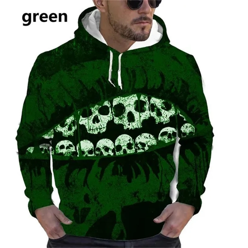 

New Personality Lips Sports Clothes 3D Printed Skull Hoodies Long Sleeve Fashion Hooded Hoodie Couple Casual Fashion Sweater Top