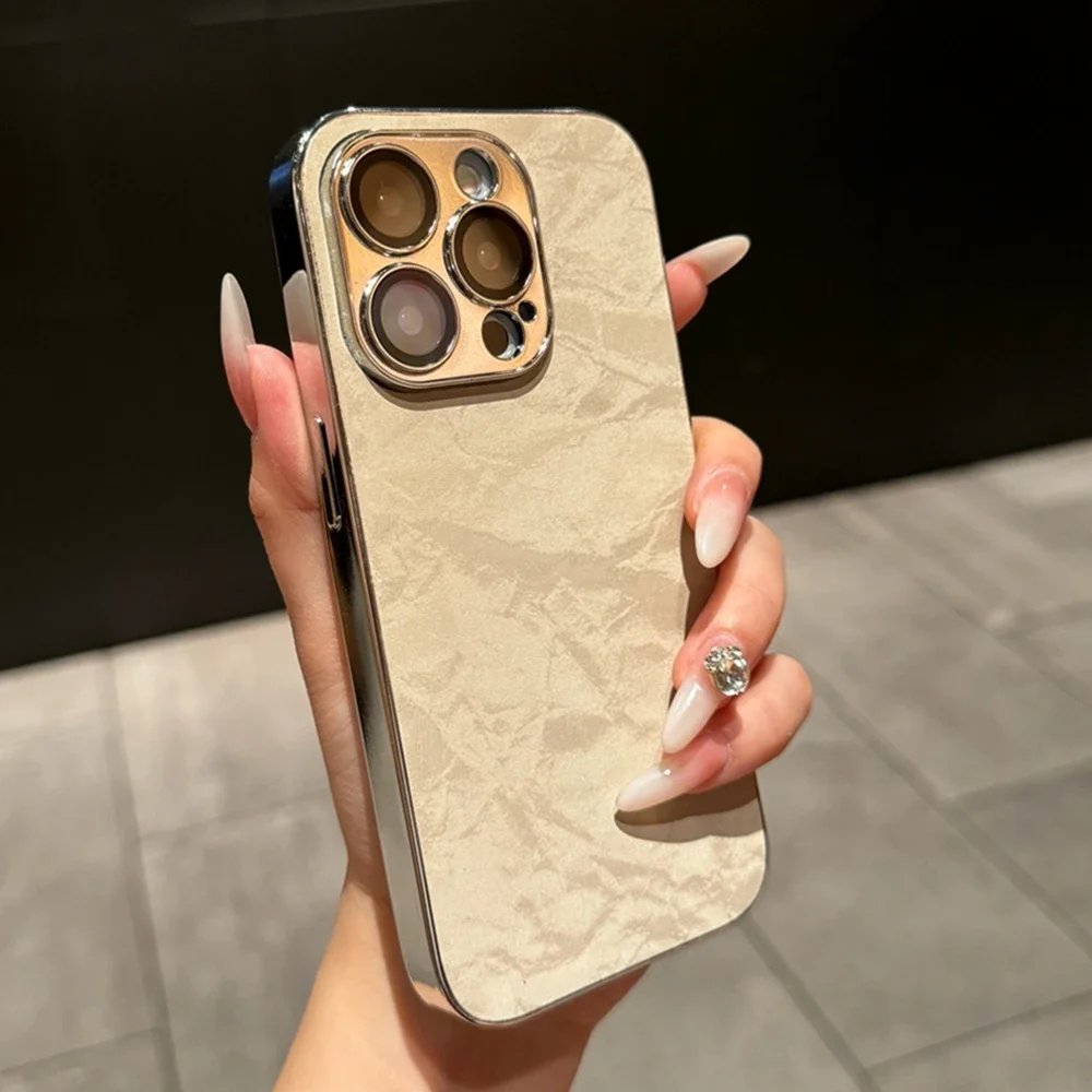 Кожаный чехол Ripple Plating для Huawei Mate 60 50 E 40 P60 P70 Pro 40Pro 50Pro 60Pro защитный объектива камеры