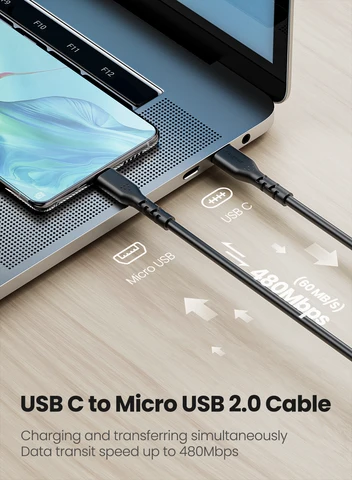 Короткий кабель Fasgear USB C - Micro USB 1 шт. Кабель USB 2.0 Type C - Micro USB Поддержка синхронизации данных и зарядки Совместимость с MacBook Pro |Контроллер PS4/X-box |Устройство Android Phone OTG