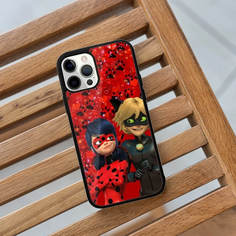 Cat Noir Couple Phone Case For iPhone 16 15 14 13 12 11 Plus Pro Max Mini L-Ladybug Magsafe Magnetic Wireless Charging
