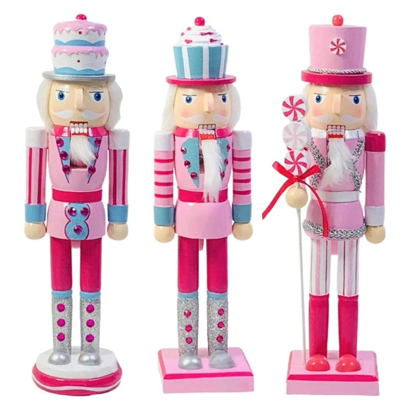 

14 Inch Christmas Nutcracker Soldier for Shelves Tables Pink Glitter Figurine