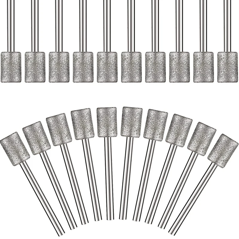 

10 Pieces Diamond Bit Diamond Grinding Bits Head 1/8 Shank 8Mm Cylinder Head Diamond For Most Rotary Tool Bit Grinder