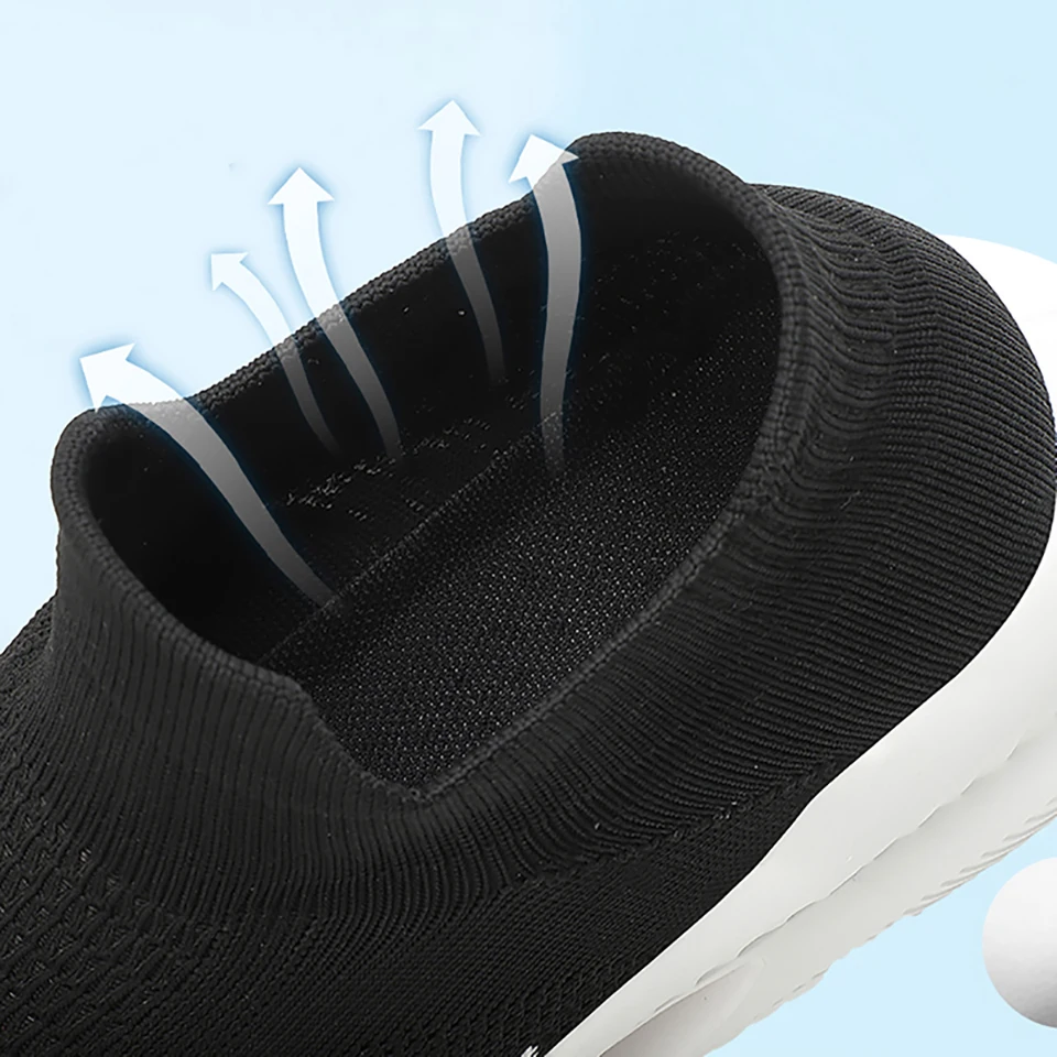 Loekeah Men Walking Shoes Women Casual Shoes Slip-on Breathable Socks Footwear Non-slip Outdoor Trendy Mesh Sneakers Flats