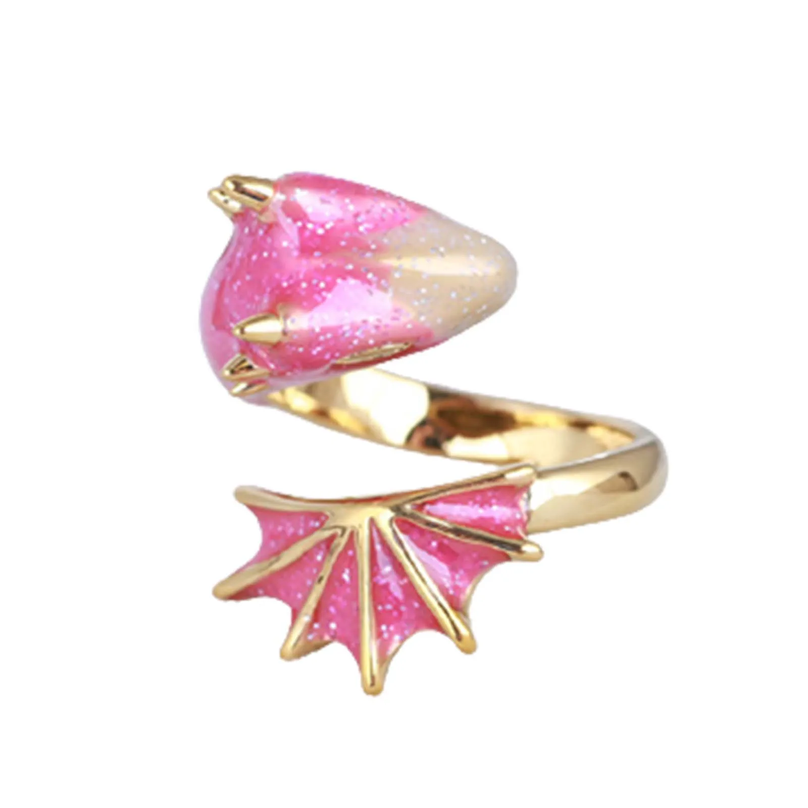 

Jewelry Ring Enamel Glaze Black Knight Dragons Triceratops Open Ring Adjustable Ornaments Durable And Interesting