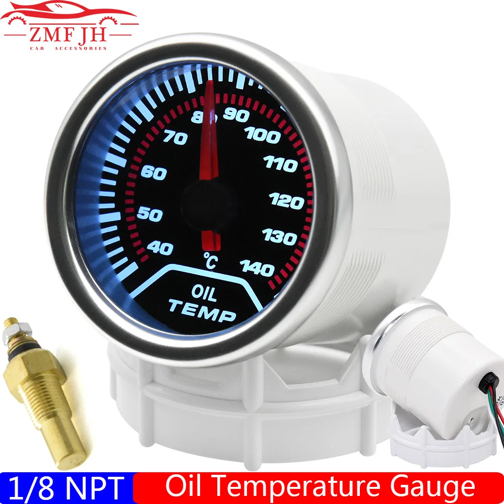 

2" 52mm Auto Car Racing Gauge Smoked Lens Oil Temperature Gauge with LED Backlight 40-140 Celsius Oil Temp Meter 1/8 NPT Sensor