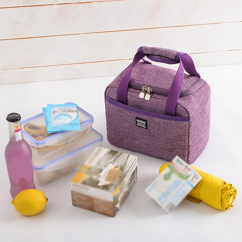

1pcs Lunch Bag Portable Lunch Box Bag Insulation Bag Oxford Cloth pocket with double handle Thickened Meal Bag Outdoor Food Bag