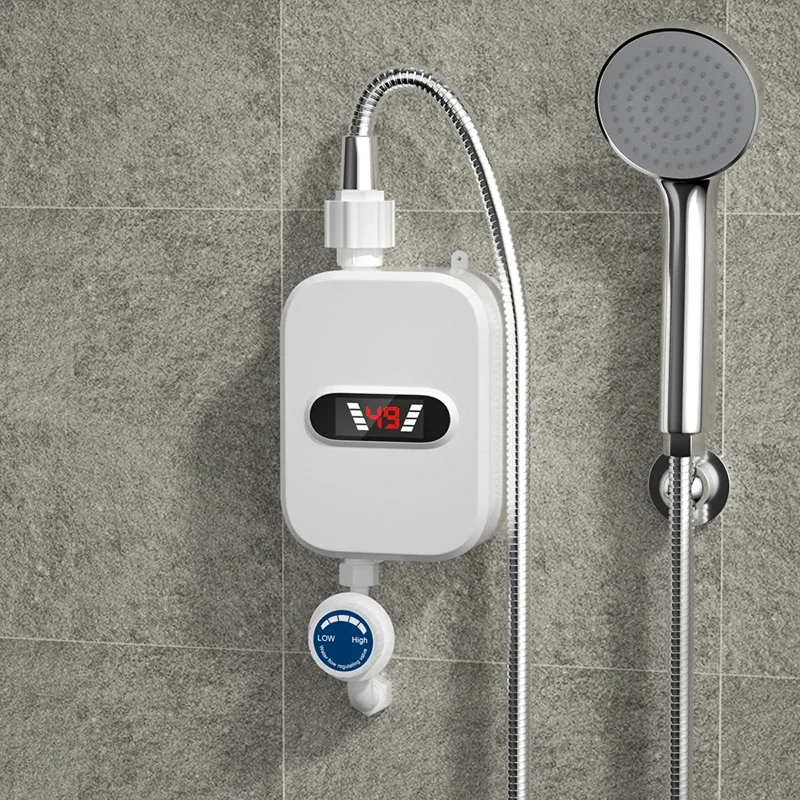 3500W Electric Mini Instant Hot Water Heater Bathroom Faucet Tap Heating 3 Seconds Shower Head Set