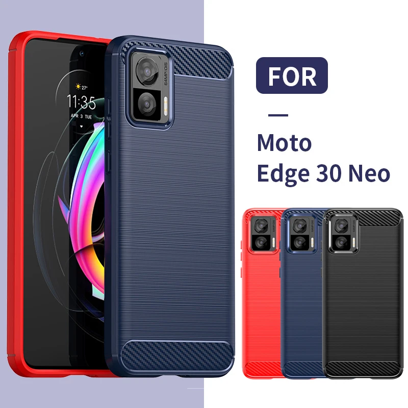 

Чехол для Moto Edge 30 Neo, чехол для Motorola Moto Edge 30 Neo, мягкая задняя крышка из ТПУ, чехол для телефона из углеродного волокна для Moto Edge 30 Neo, чехлы