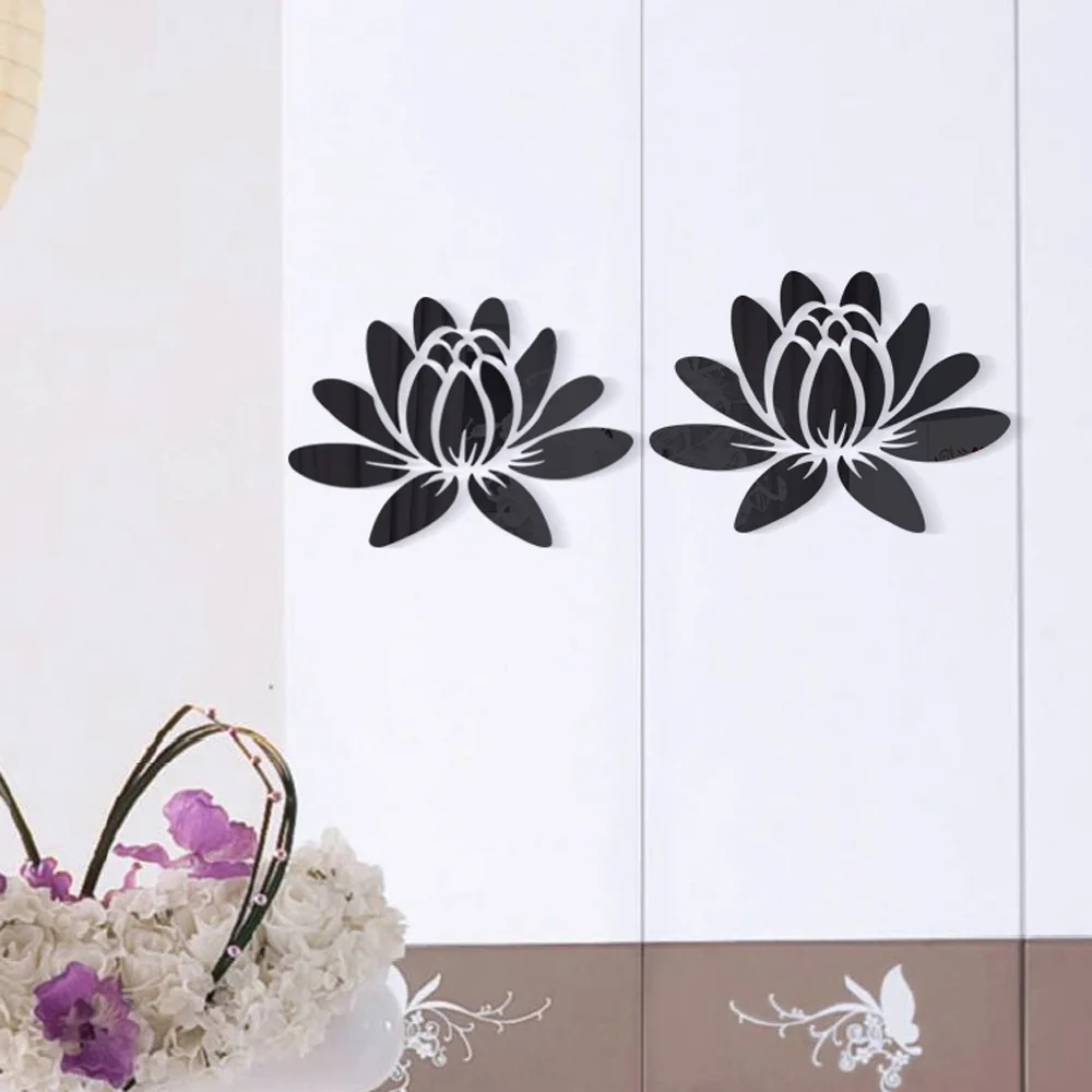 

3D Acrylic Mirror Sticker DIY Lotus Flower Petals Wall Sticker Removable Acrylic Art Mural Decal For Living Room Bedroom