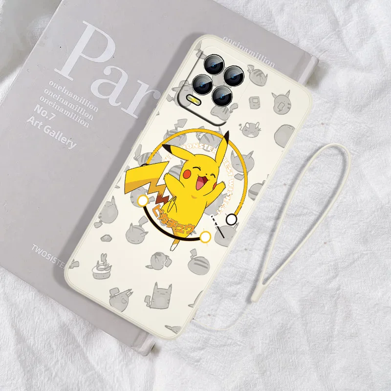 

Cute pikachu For Realme GT Neo2 Master Narzo 50i 50A C21Y C17 C11 C2 XT X2 X7 Q3S Pro Liquid Rope Cover Funda Phone Case
