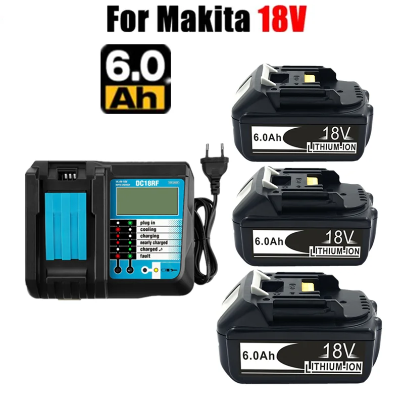 Аккумулятор Makita, перезаряжаемый на 100% оригинальный, 18 в, 6,0 А · ч, со светодиодный, срок заполнения литиевых батарей, LXT, BL1860B, BL1860, BL1850