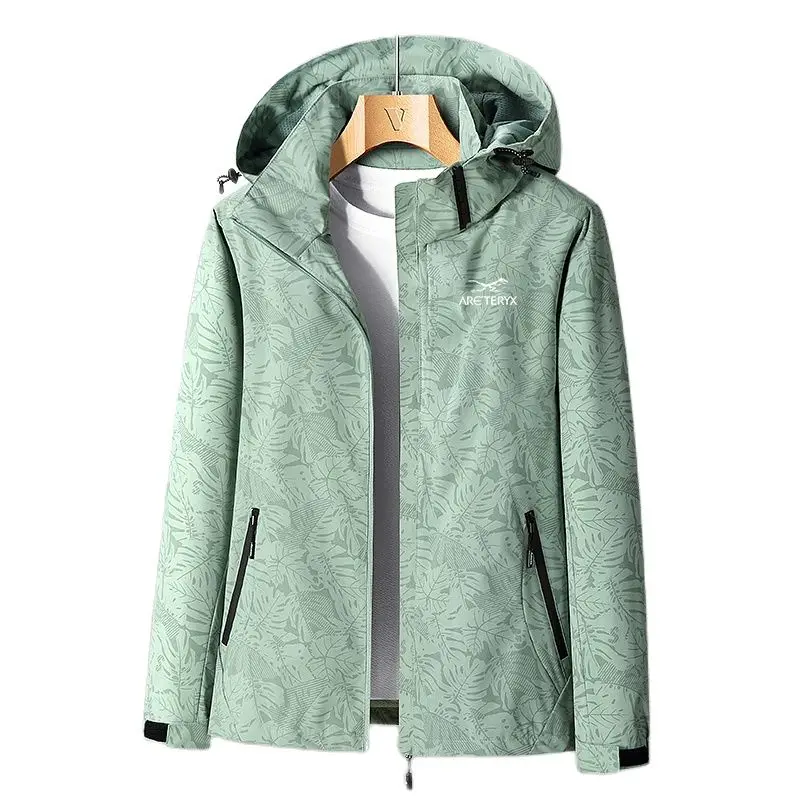 

Женская бейсбольная куртка Lotus Leaf, водонепроницаемая куртка-пилот на молнии, куртка с капюшоном и длинными рукавами, Повседневная Женская куртка для путешествий