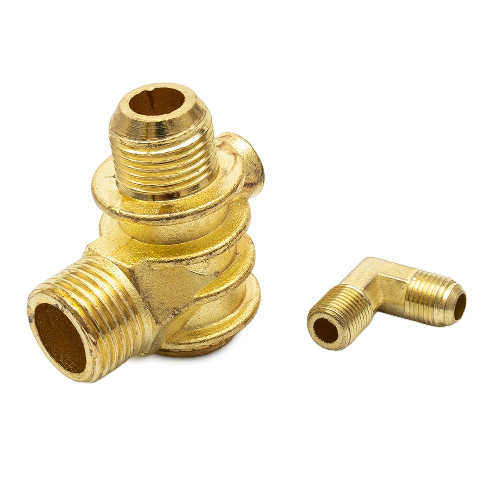 

3-Port Check Valve Brass Male-Threaded Workshop Zinc Alloy Check Valve Replacement For Air Compressor Power Tool Accessories