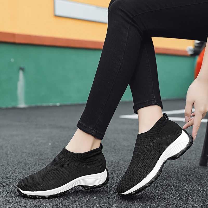 Women Sneakers Fashion Comfortable Flexible Breathable Mesh Walking Shoes Female Slip-On Flats Loafers Zapatos Deportivos