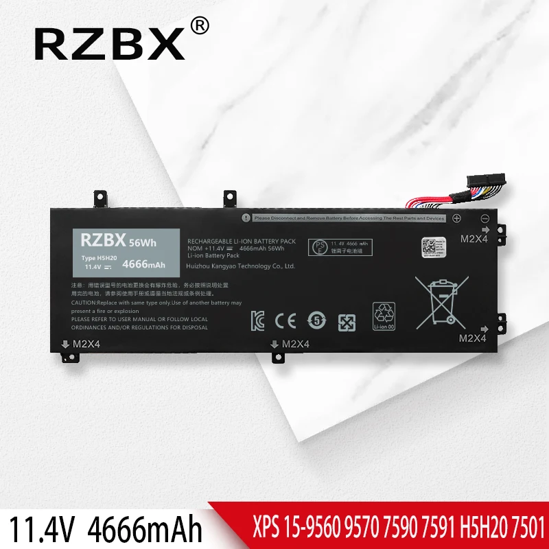 

Аккумулятор RZBX H5H20 для ноутбука DELL XPS 15 9560 9570 7590 7591 7501 точность M5520 5530 5540 62MJV M7R96 05041C 5D91C 11,4 в 56 Втч