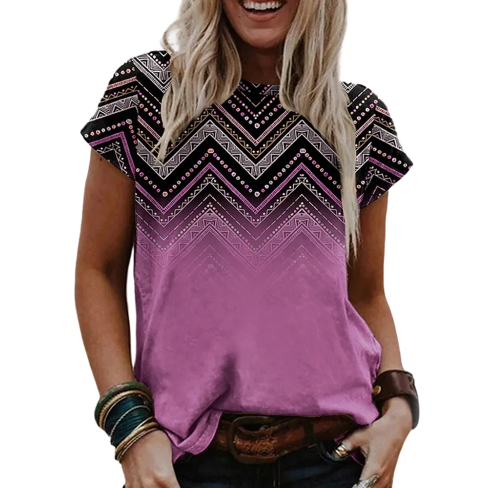 

Summer T-shirt Women's 3D Printing Fashion 2022 New Harajuku Art T-shirt Elegant Pattern V-Neck Retro Short Sleeve Clothing