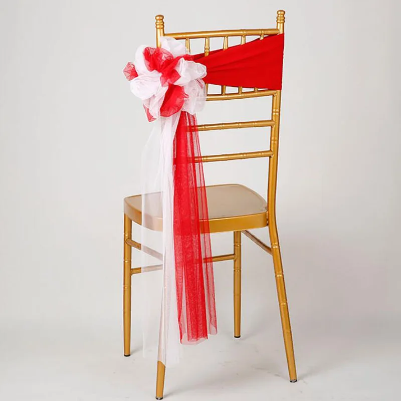 

10Pcs Organza Wedding Chair Knot Sashes Bow Cover Banquet Party Housse De Decoration Chaise Mariage Back Flower Glass Chair Yarn