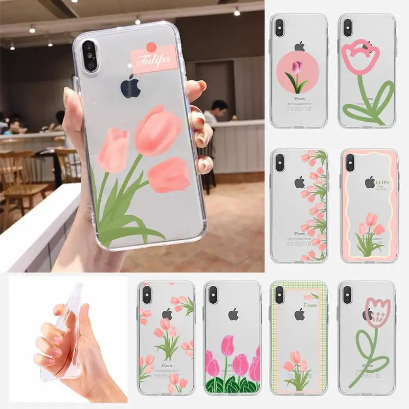 

Romantic Tulip Phone Case For HUAWEI Honor 7A PRO 8A 8X 8S 9X 20 10 Lite 7C 10I 20I Transparent Fundas Cover