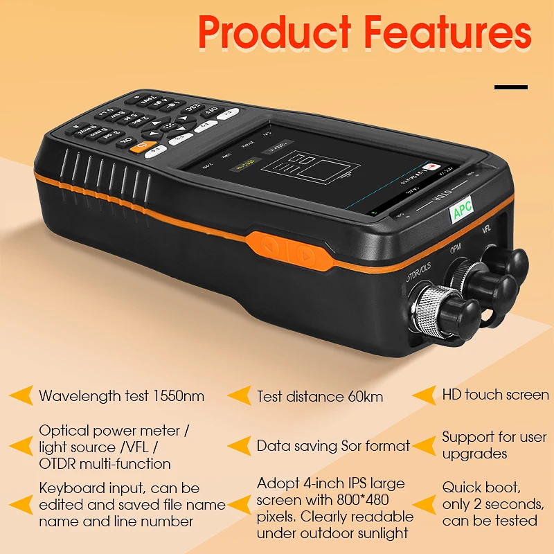 AUA28A/28U Multifunctional OTDR 1550nm Touch Screen Optical Time Domain Reflectometer Fiber Optic Tester With VFL(10mW)/OPM/OLS