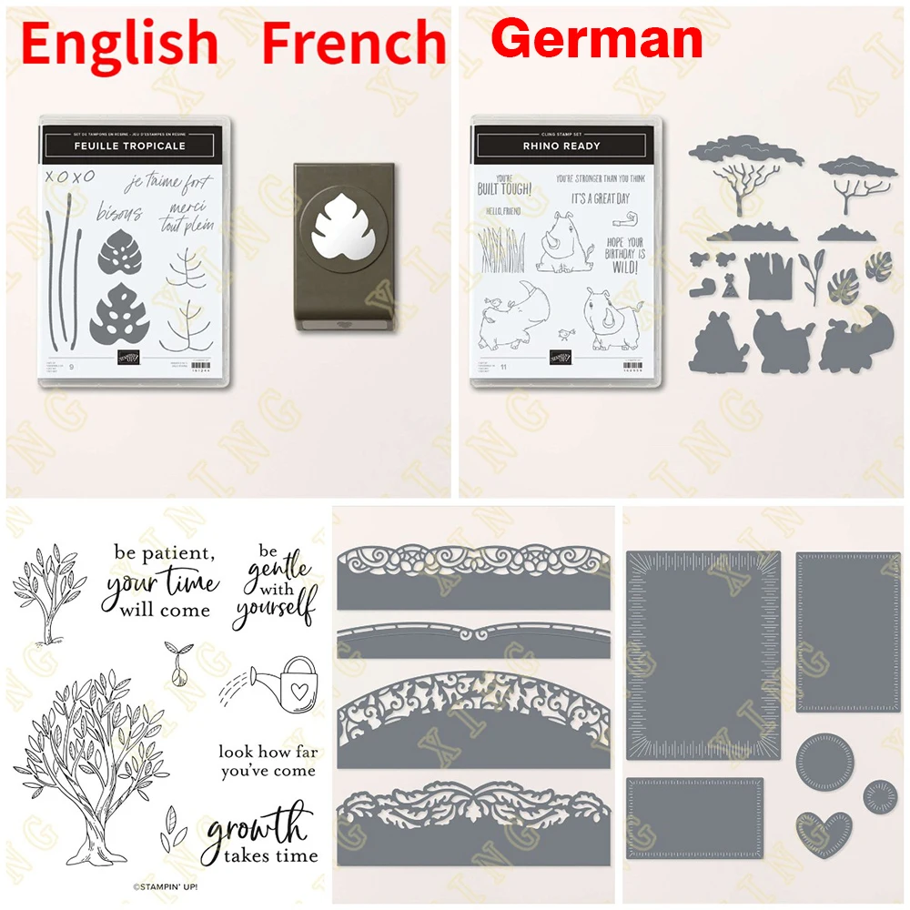 

Rhino Leaf Tree Metal Cutting Dies Clear Stamps 2023 New Arrival Scrapbook Diary Decoration Embossing Cut Dies Template Handmade