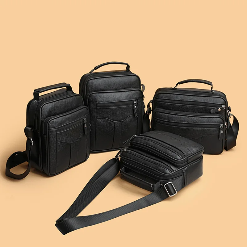 Vintage Leather Men's Handbag Shoulder Bag Retro Business Soft Leather Messenger Bag Men Trendy Men's Crossbody Shoulder Bag