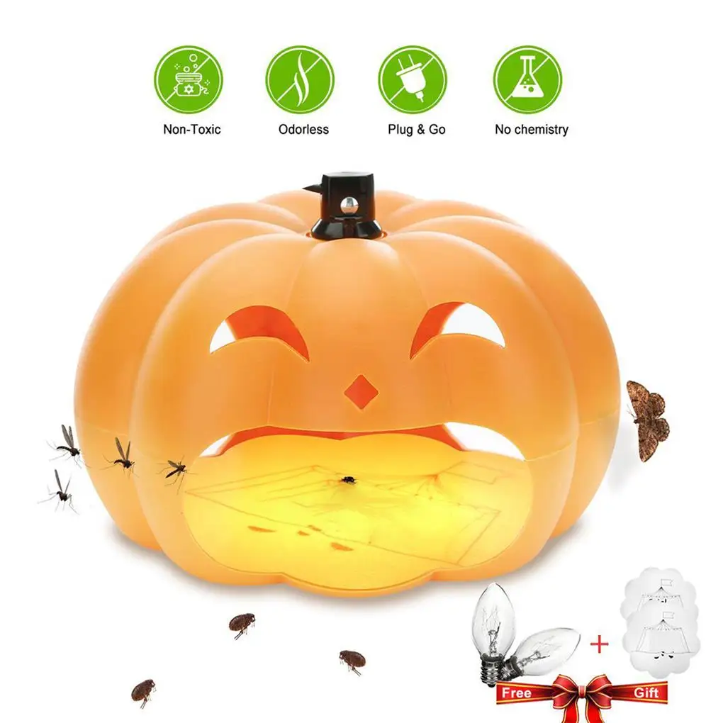

Pumpkin Flea Lamp Electronic Flea Trap Flea Capturer with Stickers for Home