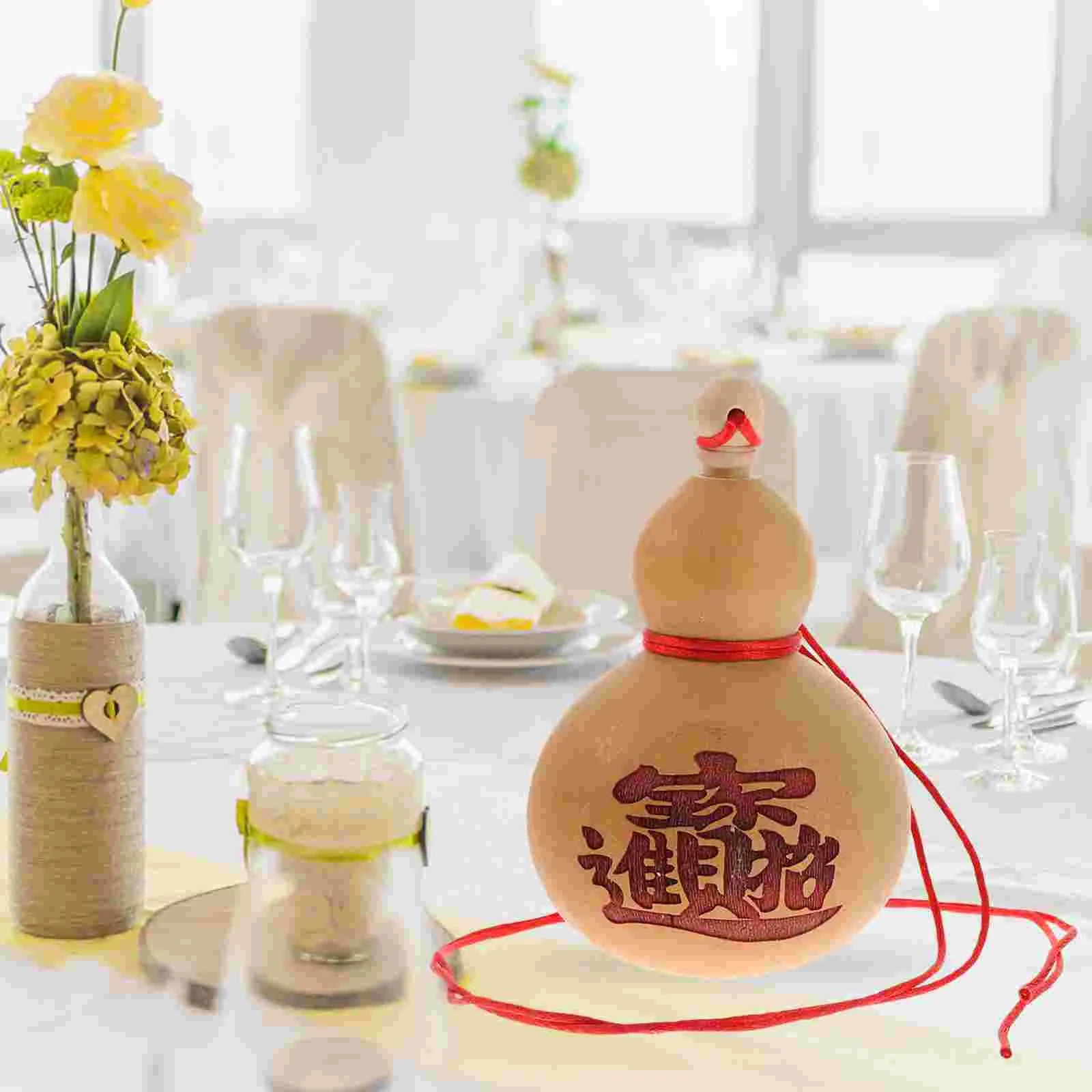 

Gourd Bottle Water Natural Wu Chinese Lou Pot Jug Good Container Lu Drinking Luck Hu Statue Sake Flask Wealth Calabash Storage