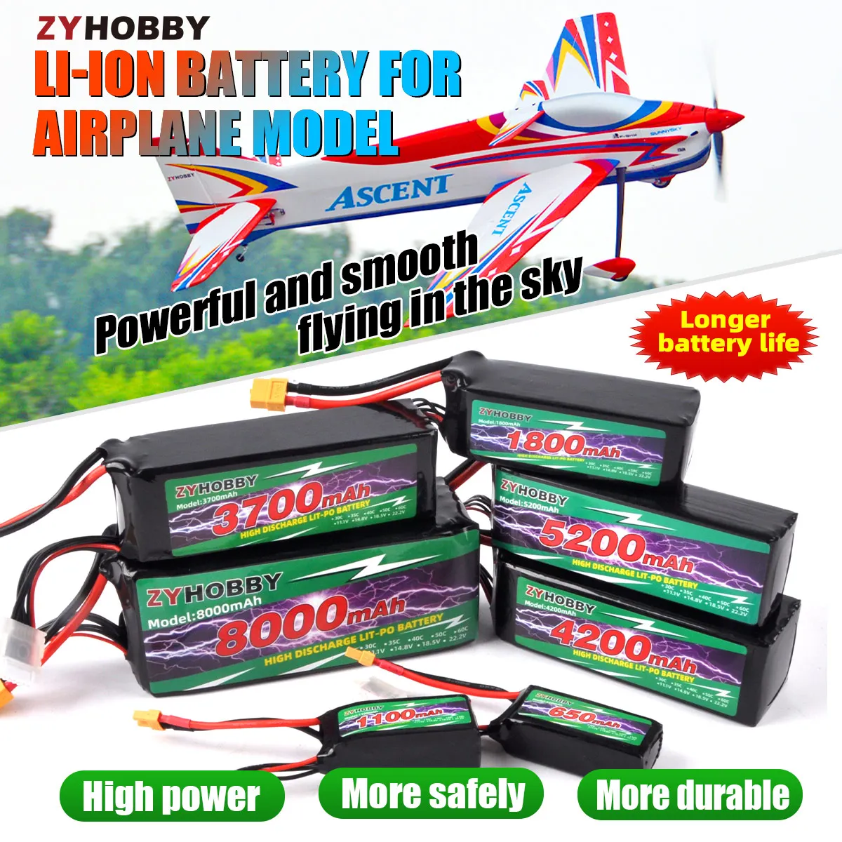 Фото ZYHOBBY 3S 4S 6S RC Lipo Батарея 11,1 В 14,8 В 22,2 В 1100 мАч 3700 мАч 5200 мАч 8000 мАч XT30 XT60 XT90 RC Запчасти для самолетов Вертолеты №2