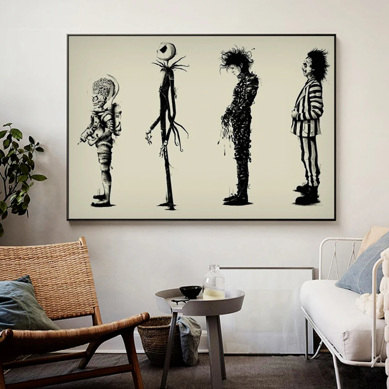 

Tim Burton Movie Beetlejuice Edward Scissorhands Movie Canvas Painting Poster Print Wall Art Picture for Living Room Home Decor