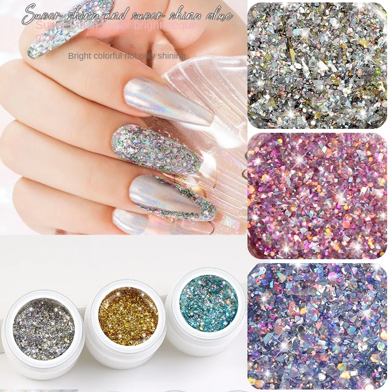 

7Colors 5ml Gel Nail Polish Glitter Sparkling Sequins Soak Off UV LED Varnish Nail Art Decoration Nails Accessories Cosmetics