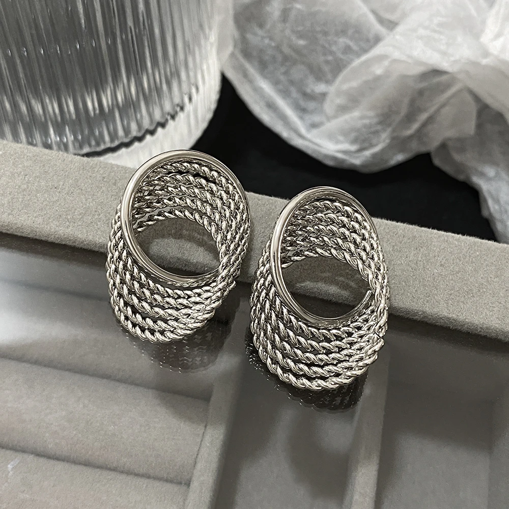 Женские серьги-гвоздики AENSOA большие геометрические серьги золотого и