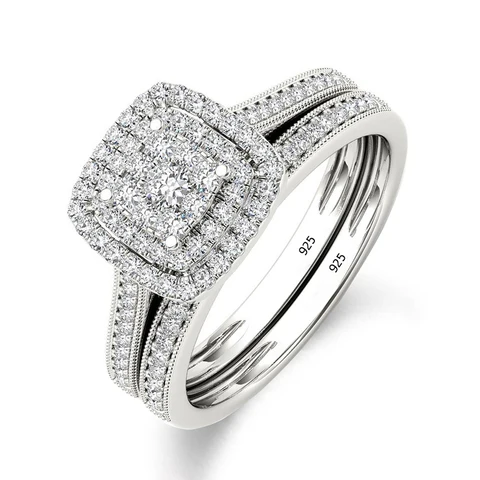 Женское кольцо из серебра 925 пробы, с круглым бриллиантом 2 карата