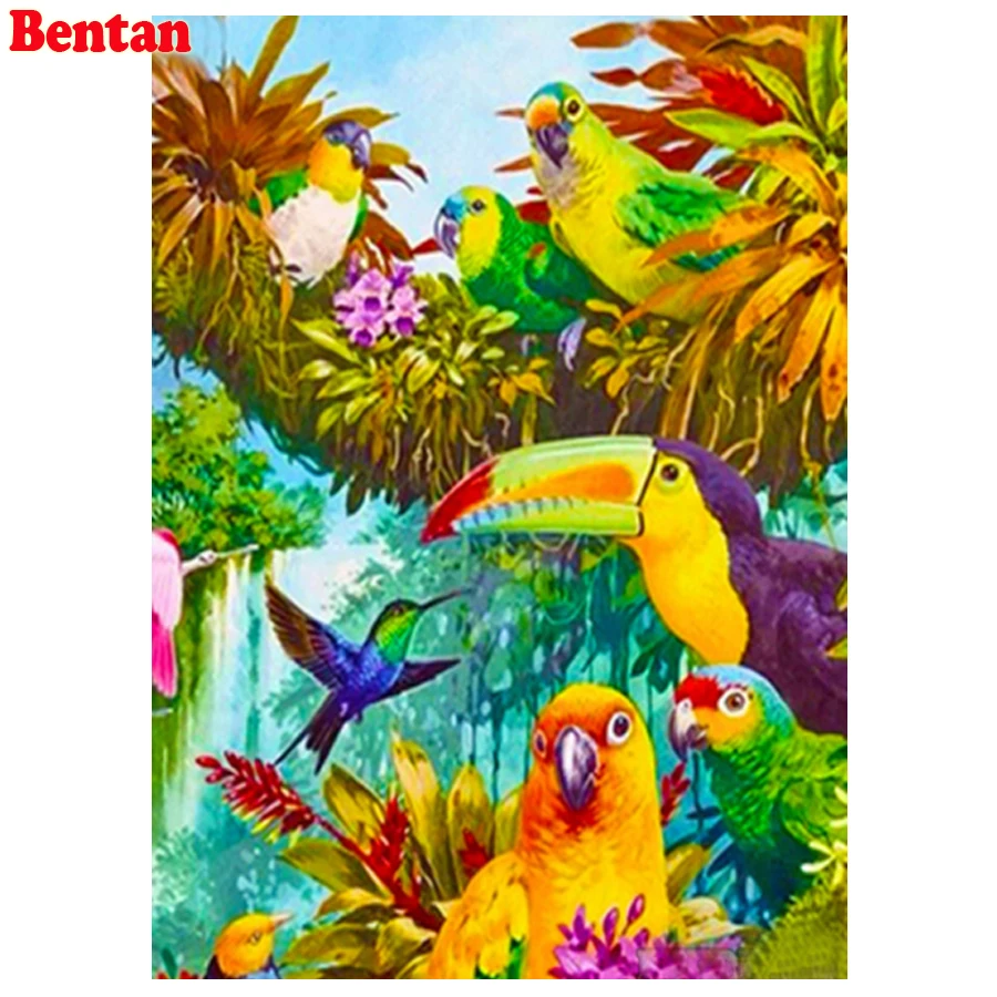 

Full Square Round Diamond Painting Parrot Animals Rhinestone Picture Cross Stitch Kits Mosaic Diamond Embroidery Birds Forest